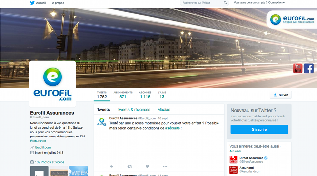 Compte Twitter officiel de l'entreprise Eurofil