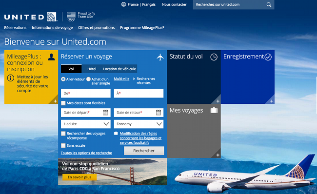 site internet united airlines